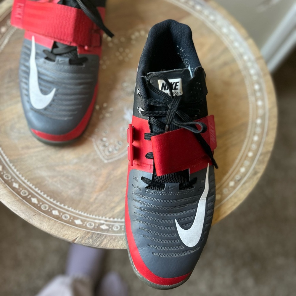 Nike Romaleos 3 Men's Weightlifting Shoes Black Red Gray White - Picture 3 of 7